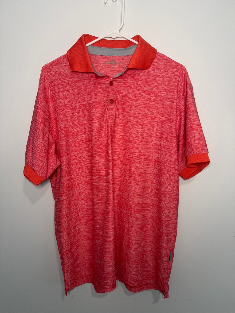 Men's Salmon Red Performance Polo with Contrast Collar